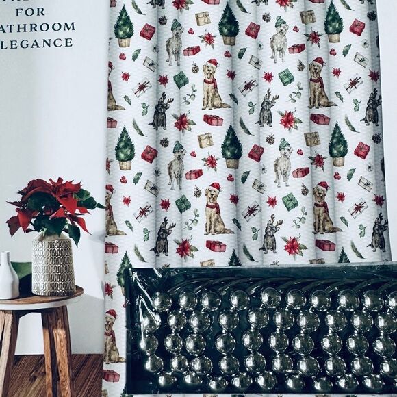 Christmas Dogs Holiday 13-pc Shower Curtain Bath Set - Picture 4 of 5